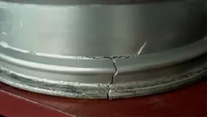 Cracked car wheel