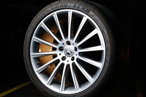 Used Goodyear tyre with silver alloy wheel