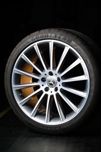 Used Goodyear car tyre with alloy wheel